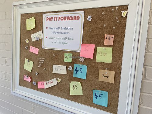 Pay it forward board! I actually saw someone use it! Please leave a little when you go!  at The Beehive Cafe in Berkeley Springs