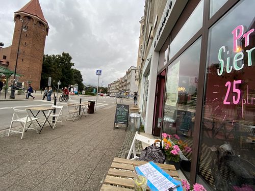 At the front with outside seating  at Pestka Avocado  in Gdansk