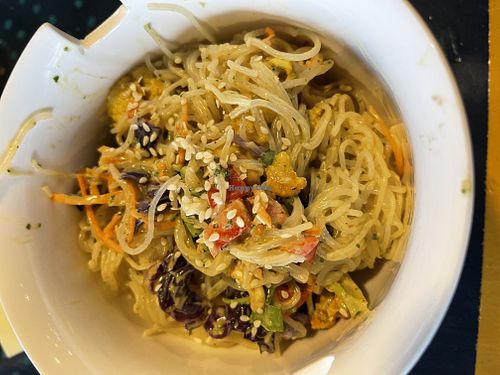 Vegan namaste noodle bowl  at Barefoot Buddha in St Thomas