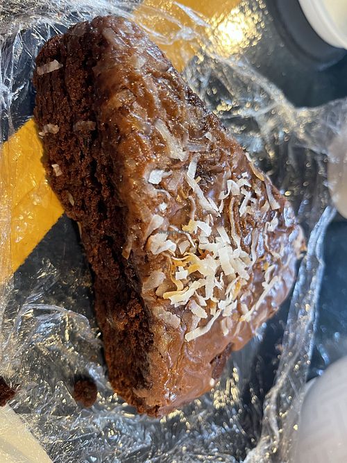 Chocolate passion fruit cake  at Barefoot Buddha in St Thomas