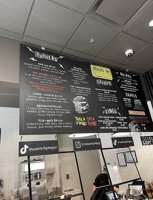 Menu board   at Stand-Up Burgers - Wells in Chicago
