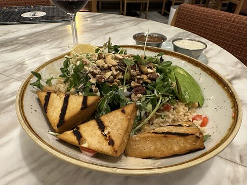 Tofu, greens and rice.    at Fresh Kitchen + Juice Bar Hurontario in Mississauga