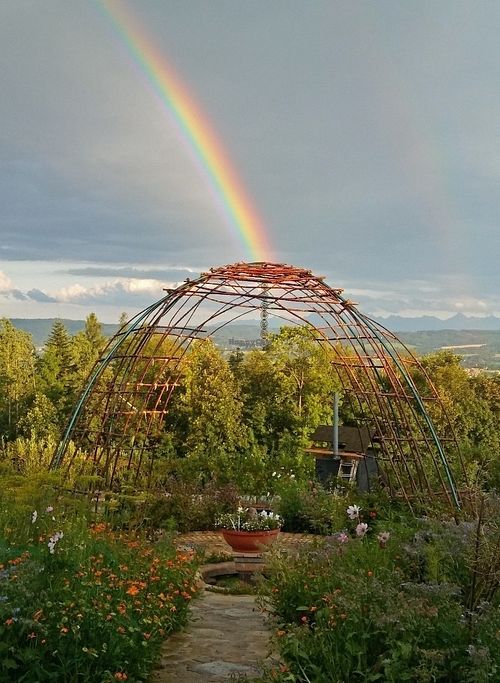 Rainbow over Mandala Garden at Ecovillage Bhrugu Aranya at EcoVillage Bhrugu Aranya in Jordanow