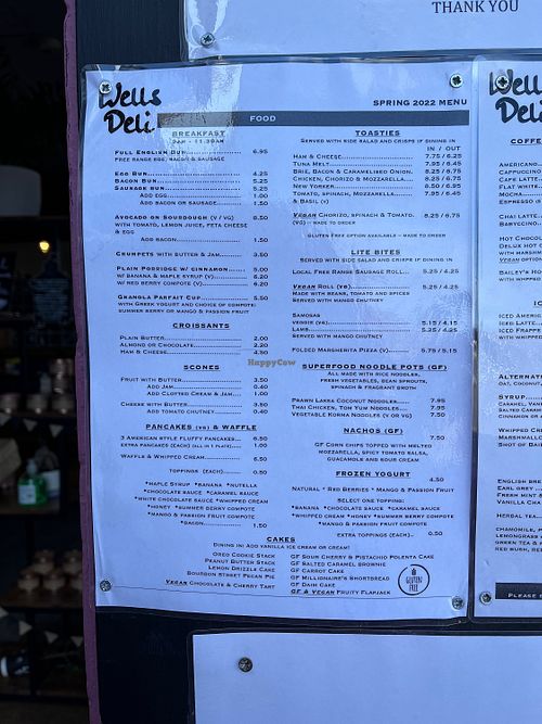 Menu   at Wells Deli in Wells-next-the-sea