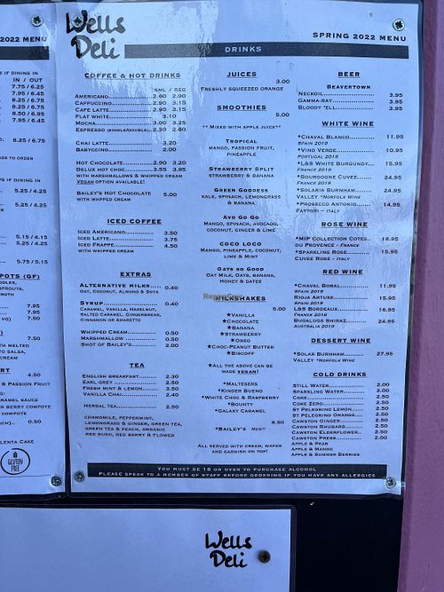 Menu 2  at Wells Deli in Wells-next-the-sea