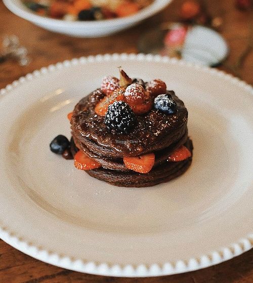 Vegan chocolate pancakes  at Manifest Lisbon in Lisbon