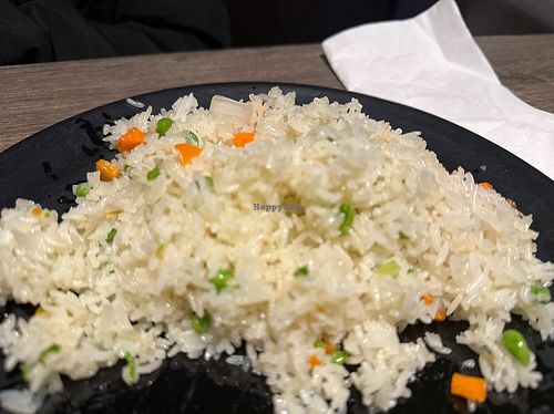 Vegetarian Fried Rice (with plate half done)  at Palace Dumpling in Wappingers Falls