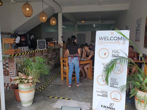 Inside at Calmate Cafe in Puerto Vallarta