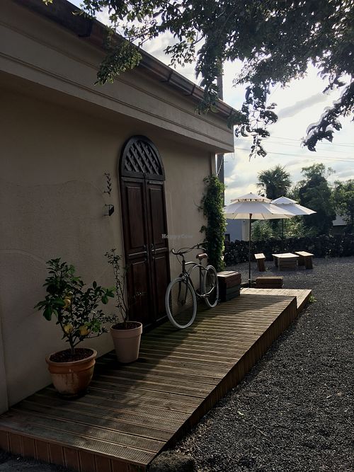 Side of the cafe leading to the outdoor seating at the back  at Pengohoda - 펜고호다 in Jeju