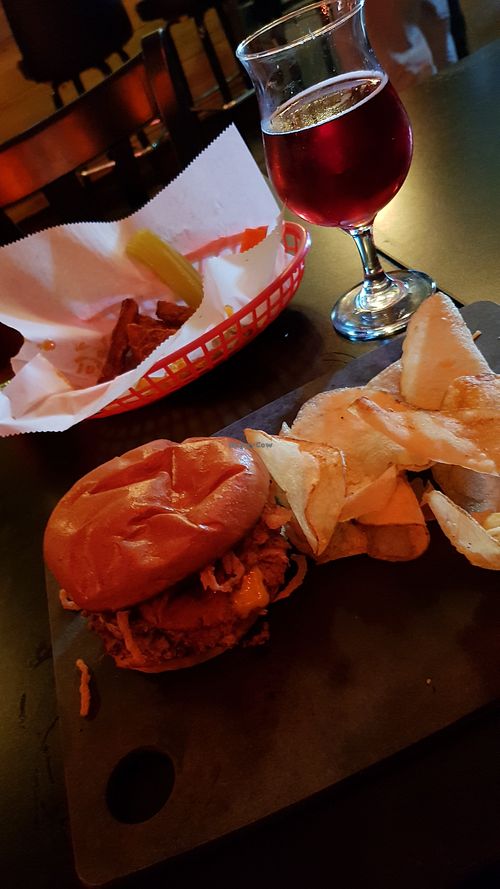 Amazing burgers and house made crisps at Tony's Darts Away in Burbank