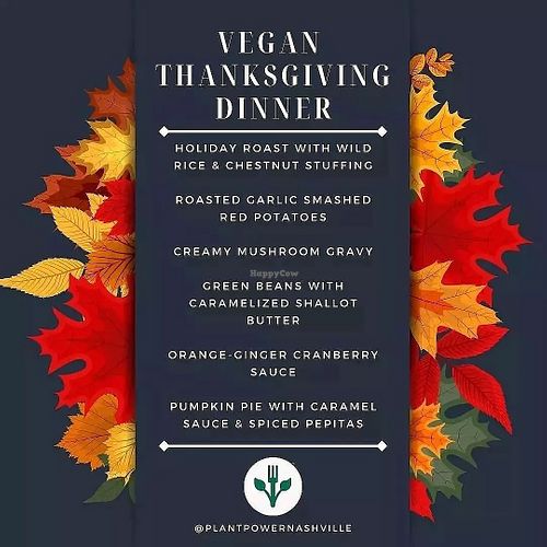Thanksgiving menu at Plant Power Nashville  in Brentwood
