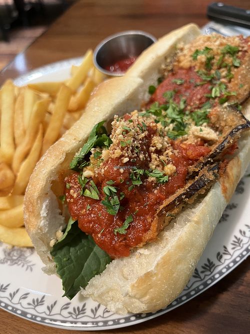Eggplant Parm with Fries   at DC Vegan in Washington