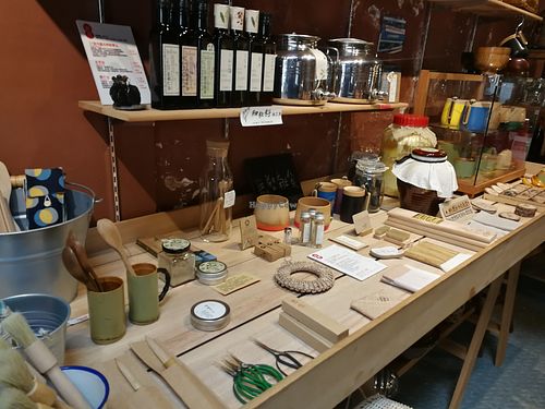 items on display inside the shop at XīnCūn Xiǎo ShāngHào 新村小商號 in New Taipei City