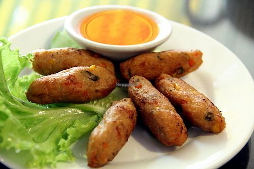 Some veggie sausages.  at Evergreen Vegetarian - Phsar Chas in Phnom Penh