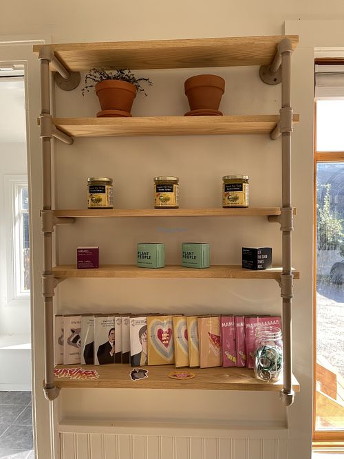 Cards and nut butters  at Mondays Plant Café in Calgary