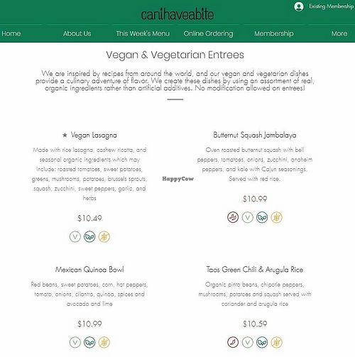 Vegan & Vegetarian menu options April 29 2021 at canihaveabite in Kansas City