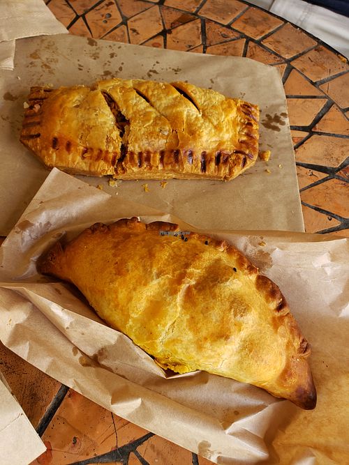Pushka curry and frijole bean pies.  at Hearthfire in Sawtell