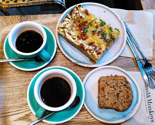 Focaccia w/bacon + Carrot Cake + Coffee at Land & Monkeys - Roquette in Paris