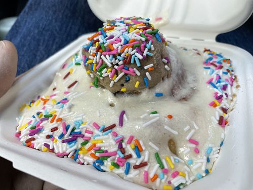 Cinnamon roll, sprinkles and cookie dough  at Cinnaholic in Berkeley