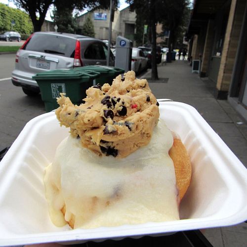 Delicious cinnamon buns with various toppings and flavored sauces!! So delicious and fresh!! You must try this if your in the area!! at Cinnaholic in Berkeley
