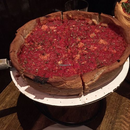 Deep dish vegan pizza at Patxi's Pizza - Hayes Valley in San Francisco