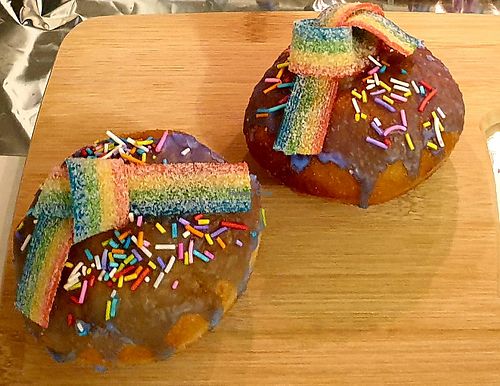 Pretty donuts for Chanukah at Happy Almonds in Kiryat Tivon