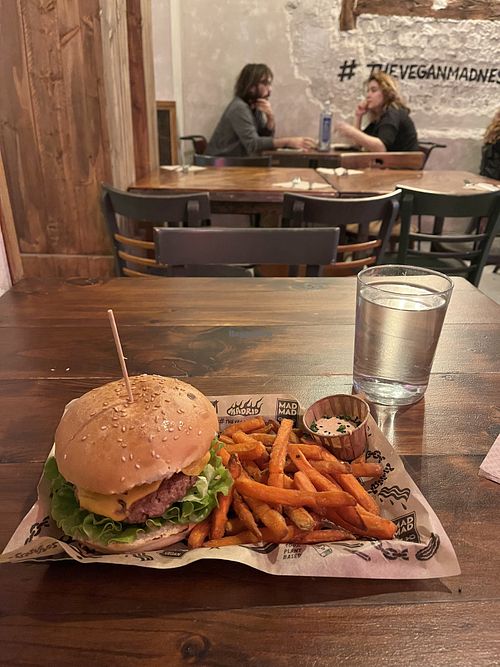 Burger and fried   at Mad Mad Vegan - Lavapiés in Madrid
