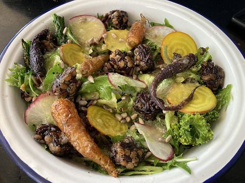 Salad with tempeh  at De Raiz in Santiago