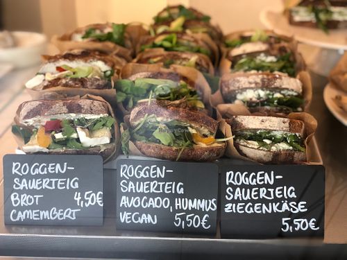 Bread with hummus avocado or Camembert  at Das Glück Cafe in Darmstadt