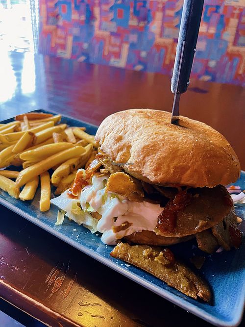 Burger of vegan kebab  at pubi.fi in Ivalo