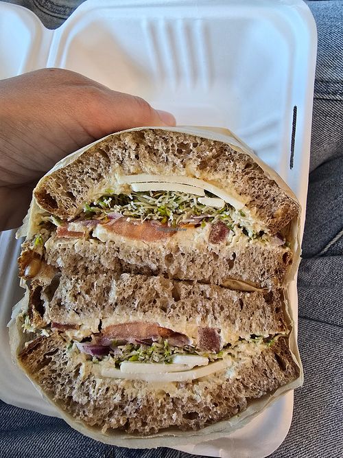 sprout sandwich is tasty! at LAX - Urth Caffe - T1 in Los Angeles