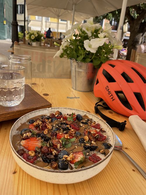 Oatmeal bowl  at Nibs Healthy Bar in Menorca