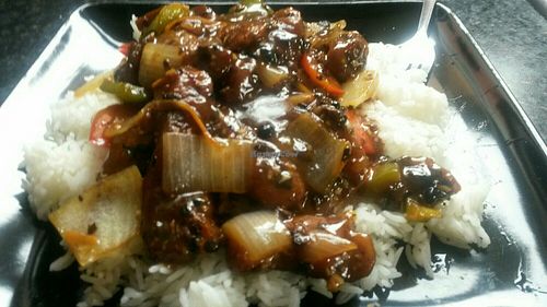 Mock chicken black bean at Buddha Lounge in South Shields