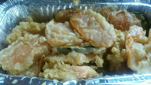 Sweet potato and courgette tempura at Buddha Lounge in South Shields