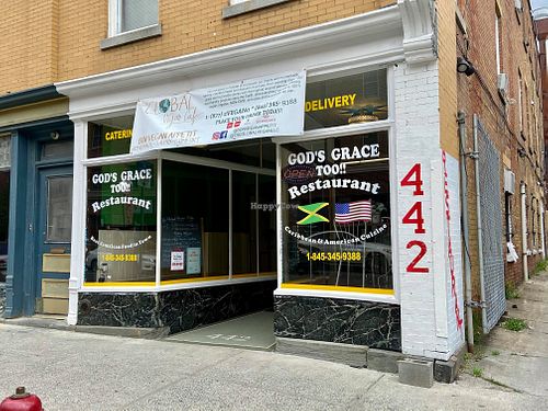 Outside at The Global Vegan Cafe  in Poughkeepsie