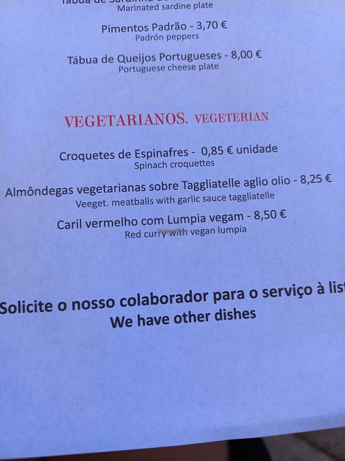 Menu at Taberna Cadeia Velha in Ponte De Lima