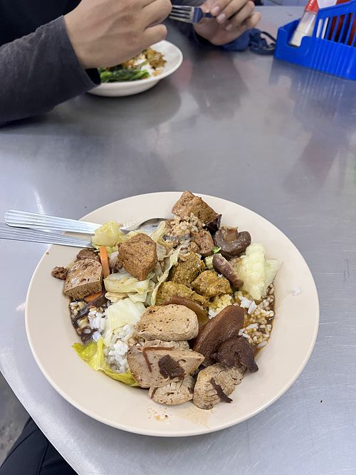 Dishes with rice  at Ban Bee Siang in Muar