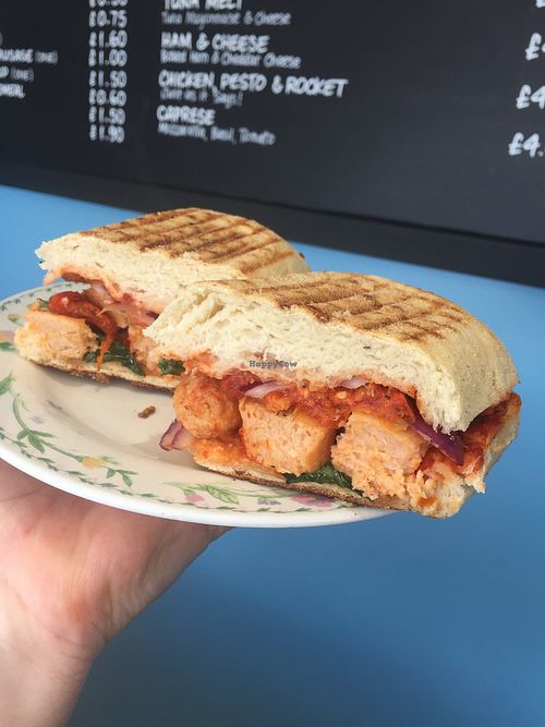 Vegan Pizza Panini at Sandwich Heaven in Macclesfield