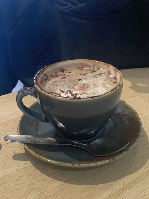 Hot chocolate  at Willows Tea Room in Barnstaple