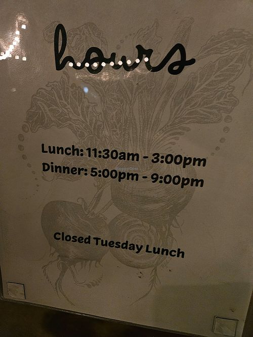 Hours. at Moosewood Restaurant in Ithaca