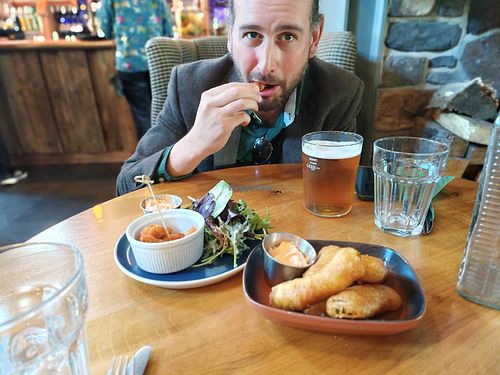 Couldn't wait to dig into the vegan scampi & frickles at The Tal-y-Cafn in Colwyn Bay