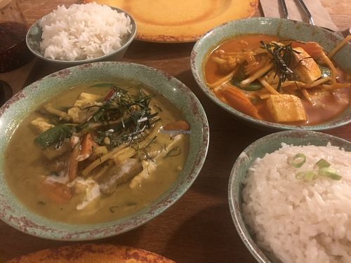 Green and red curry  at Rosa's Thai Cafe in West London