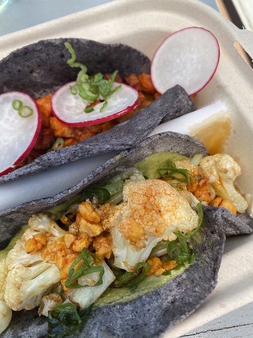 Cauliflower taco and twice fried yam taco at Tacoparty in Grand Junction