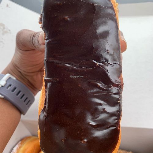 Chocolate long john  at Jenny's Donuts in Redlands