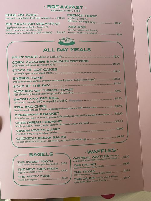 The menu is clearly labeled   at The Wayzgoose Diner in Leura