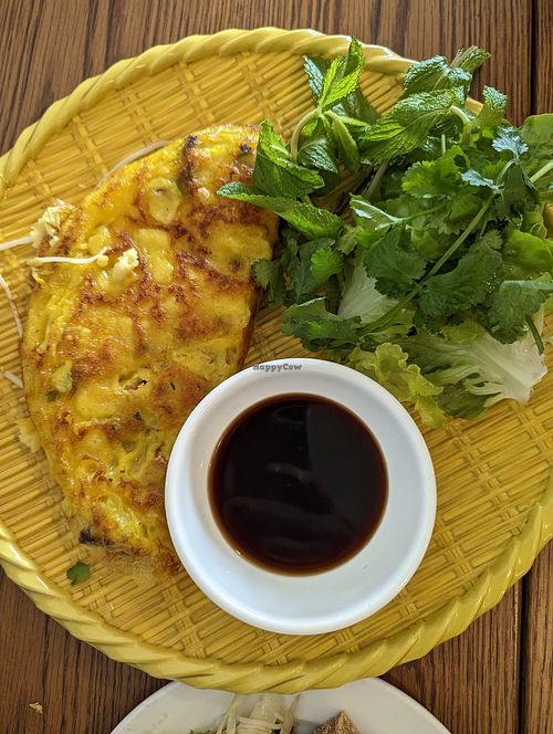 Vegan Vietnamese pancake with tofu and mushrooms at nem in Kennington
