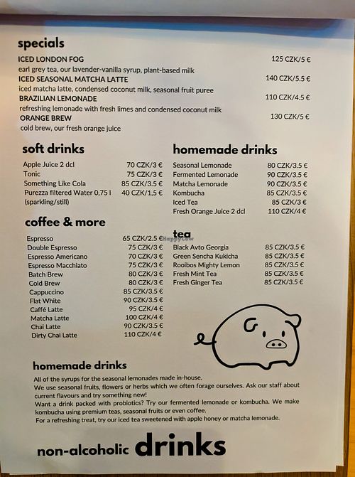 Menu page at Chutnej at Chutnej in Prague