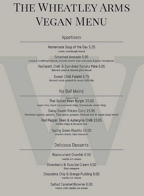 The Wheatley Arms Vegan Menu at The Wheatley Arms in Ilkley