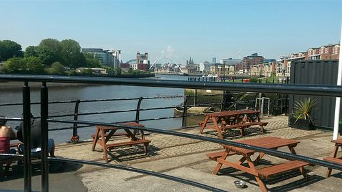 Stunning views from the outside seating area at The Cycle Hub in Newcastle Upon Tyne