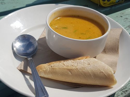 Sweet potato, coconut and chilli soup at The Strawberry Barn in Dunbar